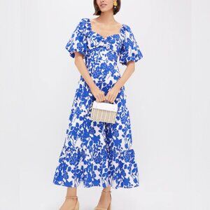 Tuckernuck Hyacinth House Blue Floral Seaport Midi Dress
